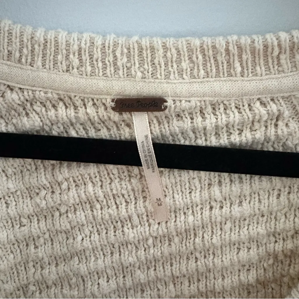 Free People Cream V-Neck Sweater - Image 7