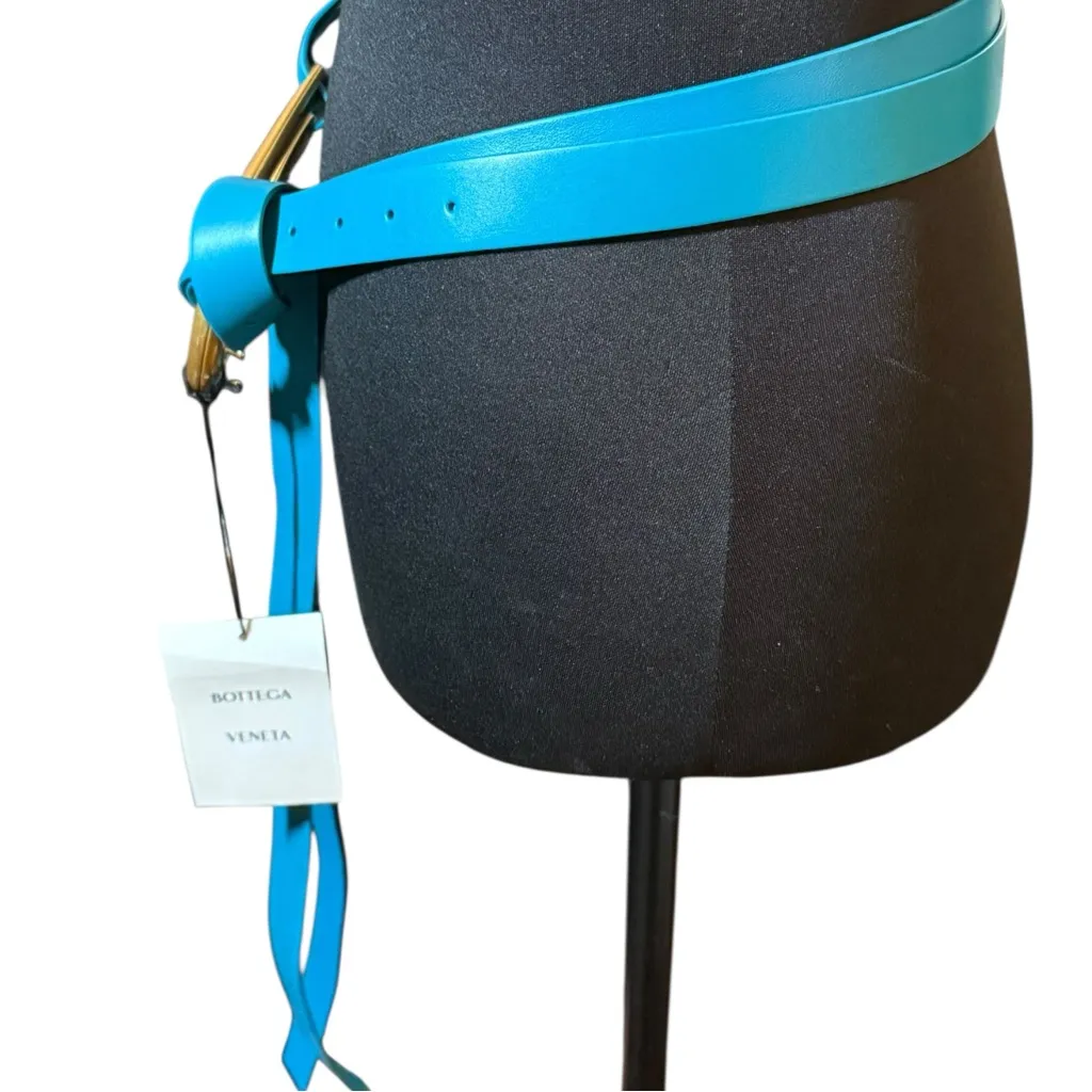 NWT Bottega Veneta Leather Double Strap Belt With Horseshoe Buckle Size M - Image 8