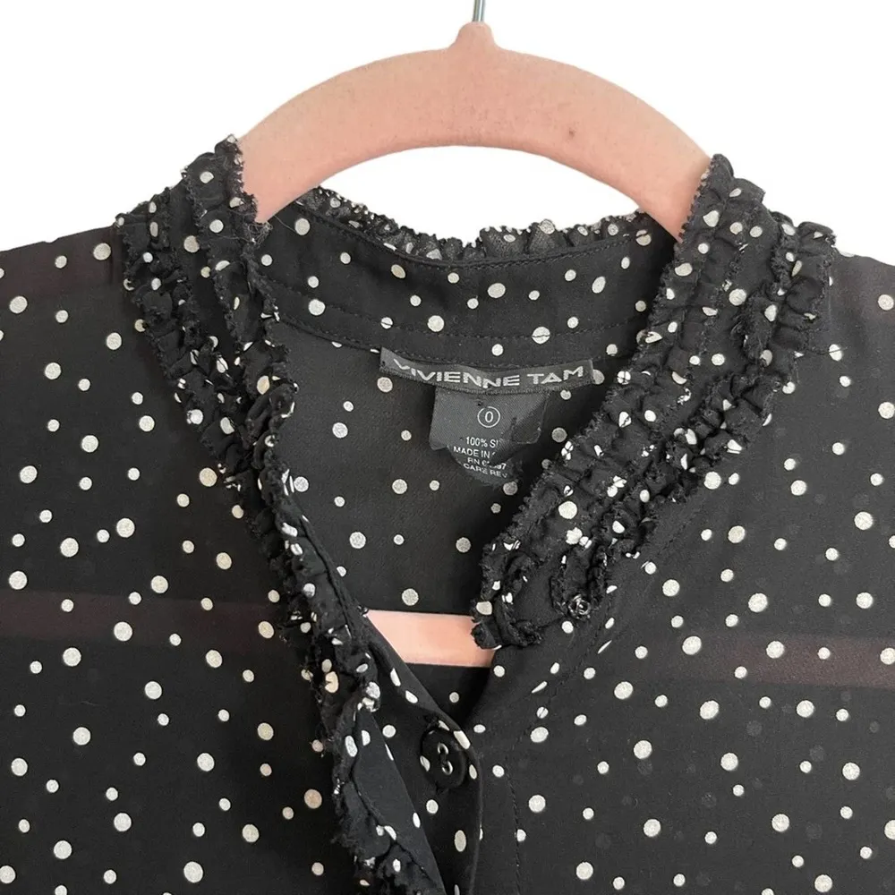 Vivienne Tam Black and White Polka Dot Silk Midi Dress - Image 8