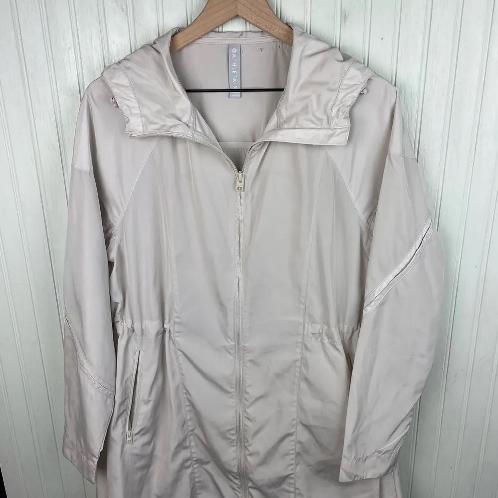 Athleta Solar Wind & Rain Anorak Jacket Windbreaker Shoreline Beige Size XS - Image 5