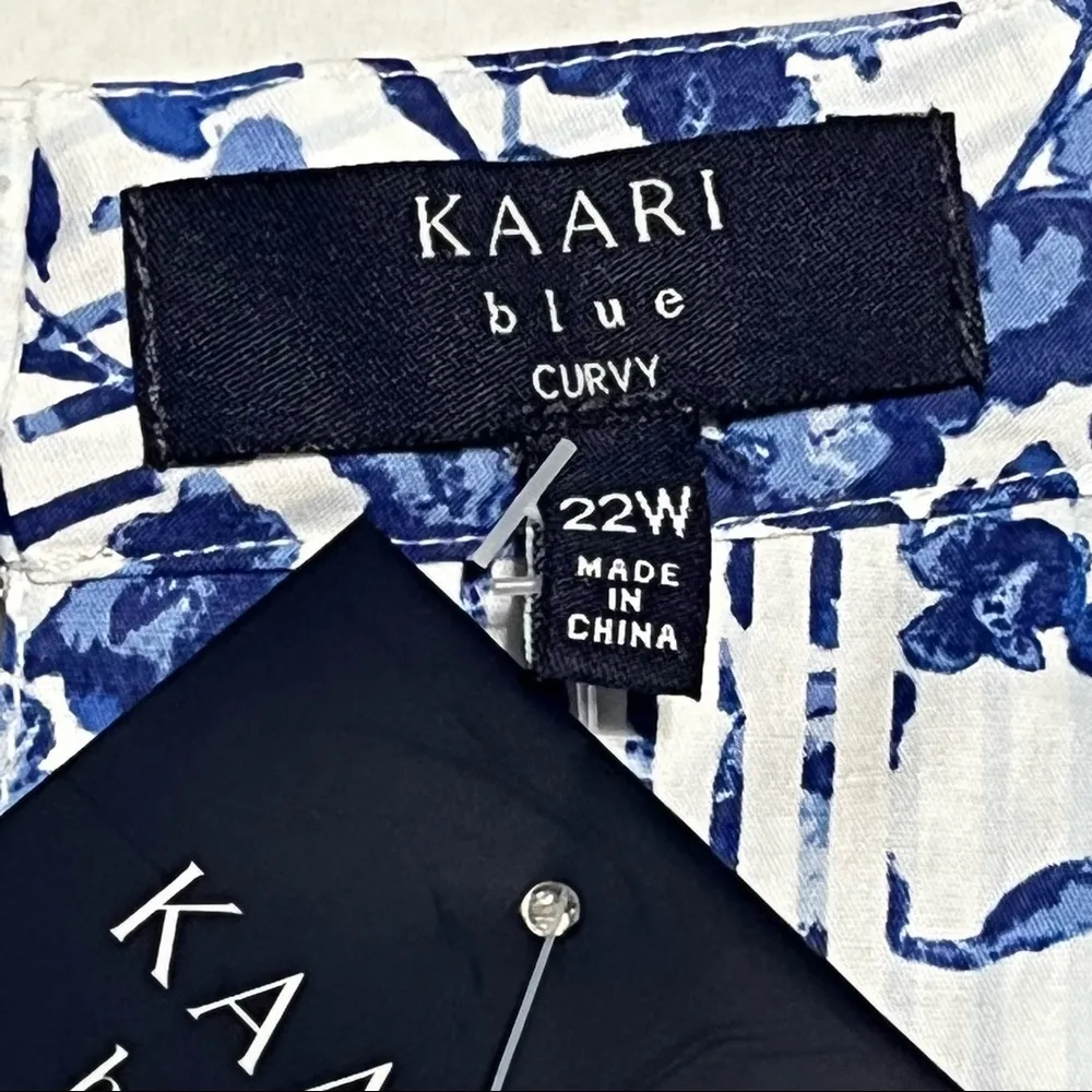 Kaari Blue Womens 22W 22 Curvy Blue White Sleeveless Top White La Dolce Vita NEW - Image 2