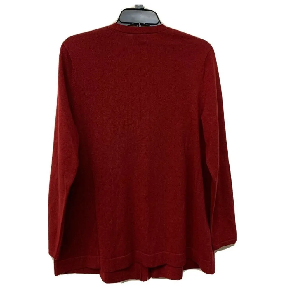 J. Jill Red Wool Blend Cardigan Sweater - Image 2
