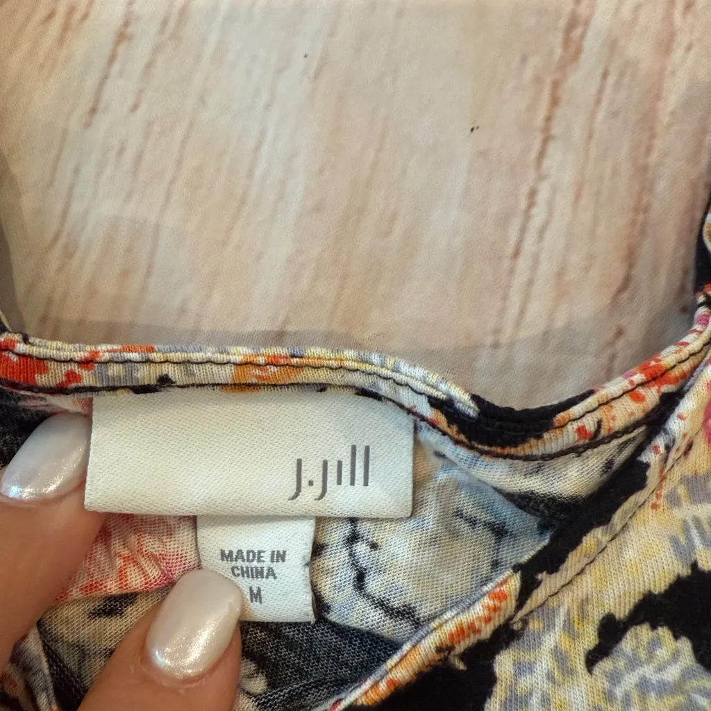 J. Jill Paisley Sleeveless Paisley Print Top Colorful Casual Tank Size Medium Black - Image 2