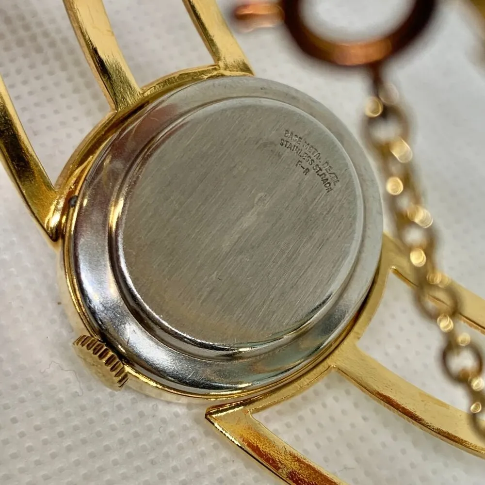 Vtg PEDRE Women Watch Swiss Wind Up 17 Jewels Gold Tone 30mm mechanical works - Image 9