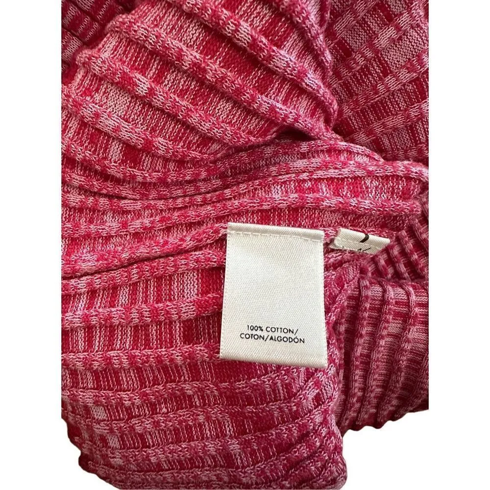 Ann Taylor Red Pink Marled Ribbed Side Button Sweater sz M - Image 8