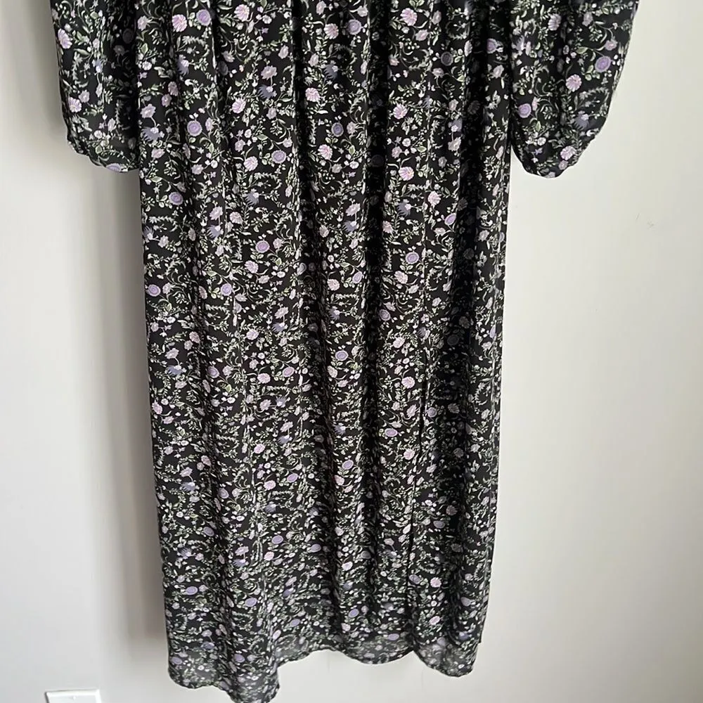 astr the label Smocked Bodice Long Sleeve black purple floral - Image 10