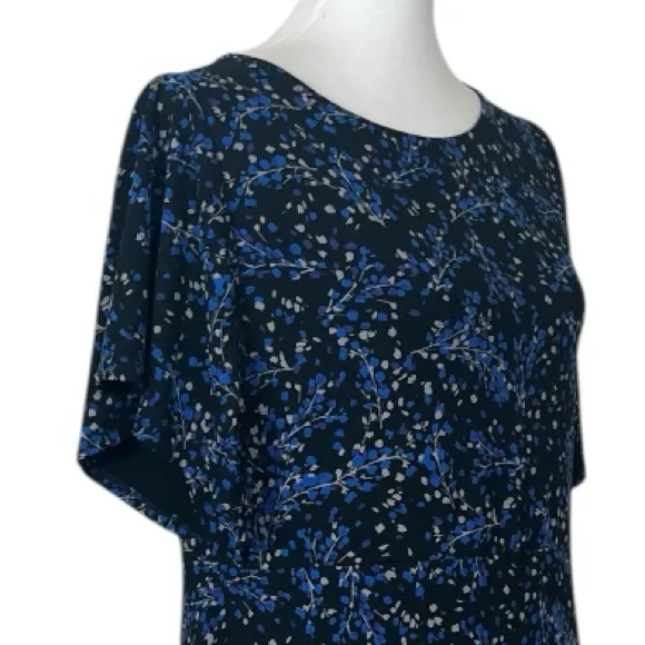 J.Jill Dress Wearever Short Sleeves Black Blue Floral Jersey Knit Women’s Size M Size M - Image 6