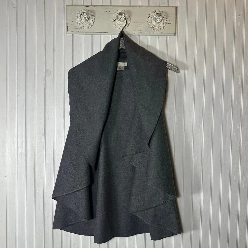 Hipster Row Acrylic Wool Blend Drape Vest Gray Size M - Image 3