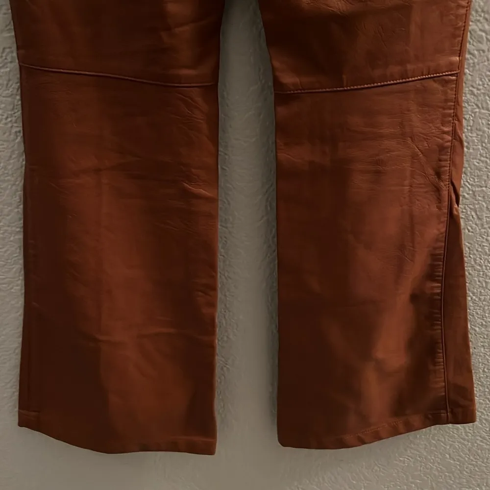 Isabella Faux Leather Flare Pant Womens Brown Cognac Size 0 - Image 6