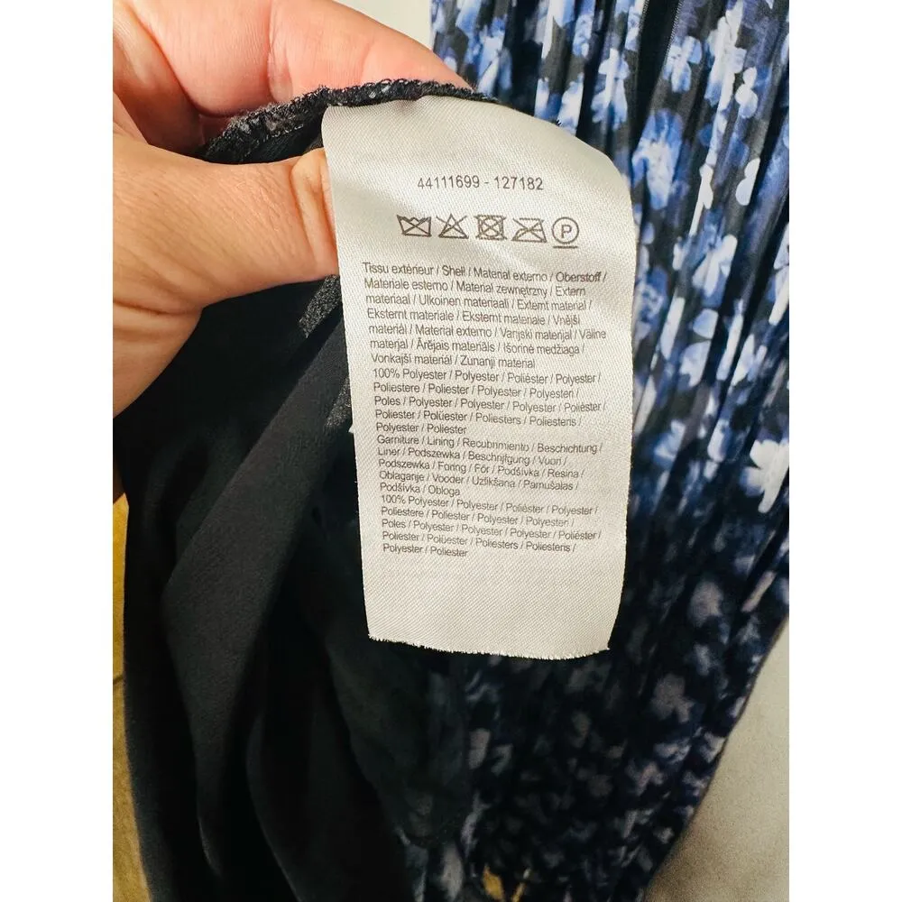 ML MONIQUE LHUILLIER Blue Black Melanie V-Neck Maxi Chiffon Dress size 6 - Image 9