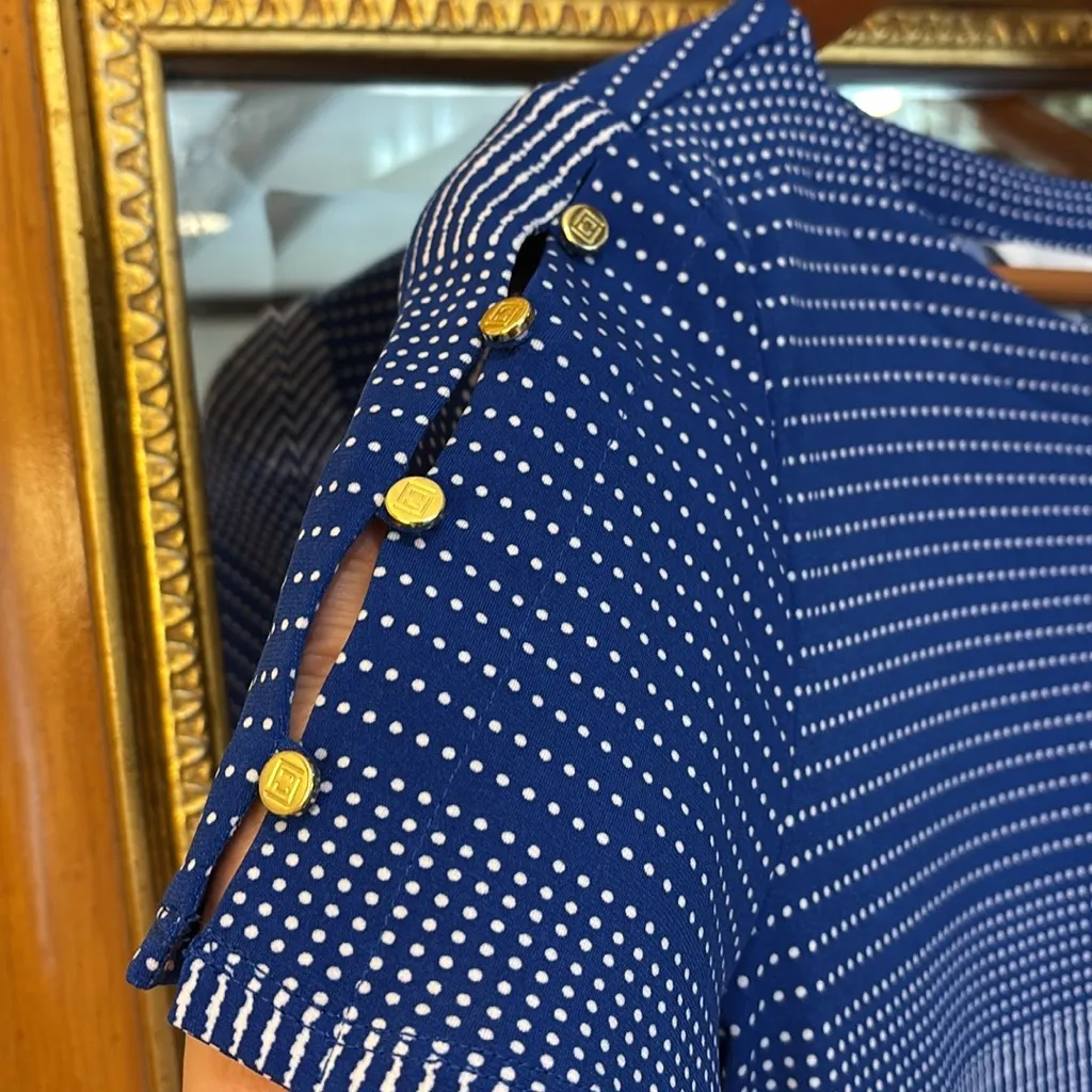 Liz Claiborne Blue & White Dot Top - Size S - Image 2