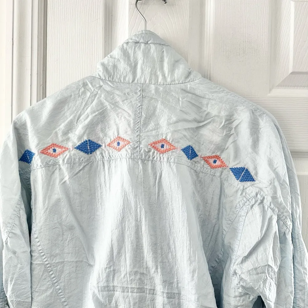 Ellesse Vintage Light Shimmery Blue Diamond Stitched Windbreaker Jacket Meidum Size M - Image 8