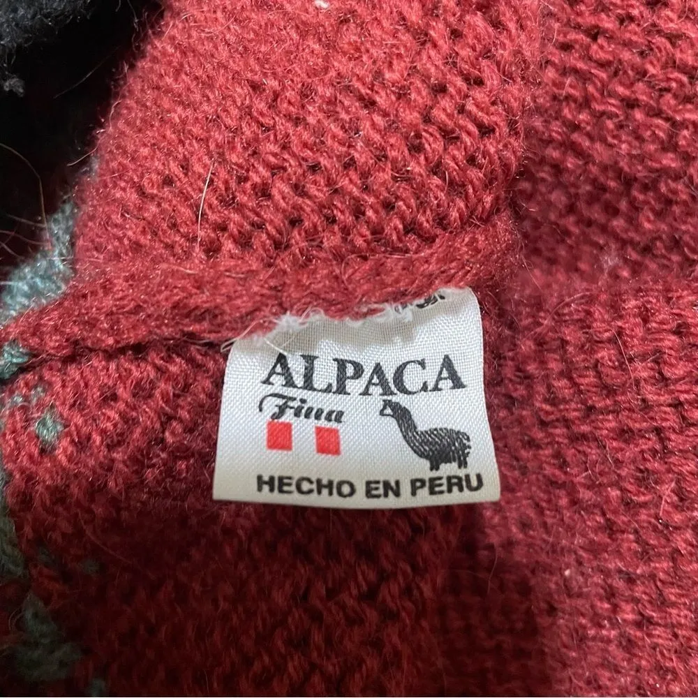 The Alpaca Connection Peruvian Alpaca Wool‎ Cardigan Size S/M Fair Isle Nordic Brown - Image 7