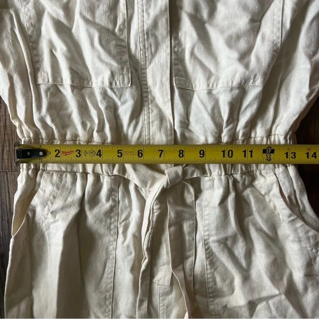 Universal Thread Womens Short Sleeve Ivory Linen Blend Jumpsuit Size 4 NWT - Image 5