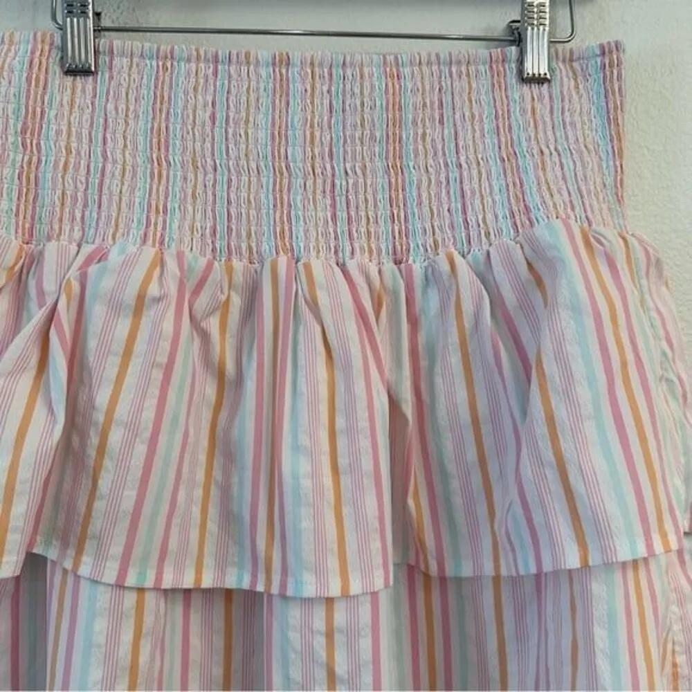 Vineyard Vines Harbor Smocked Mini Tiered Skirt Neon Rosa Size M NEW - Image 2