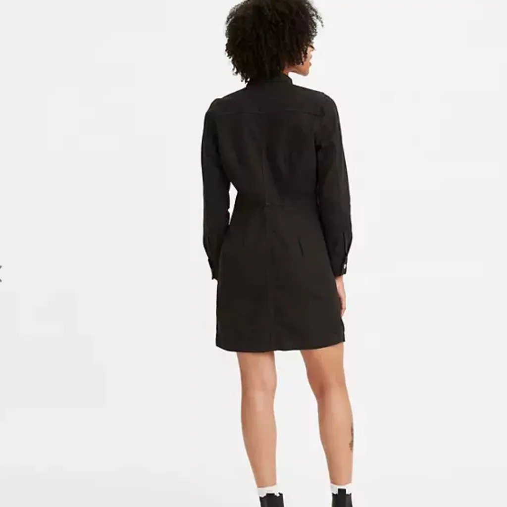 NWT Levis Ellie Denim Dress Womens Small Black Long Sleeve Button - Image 7