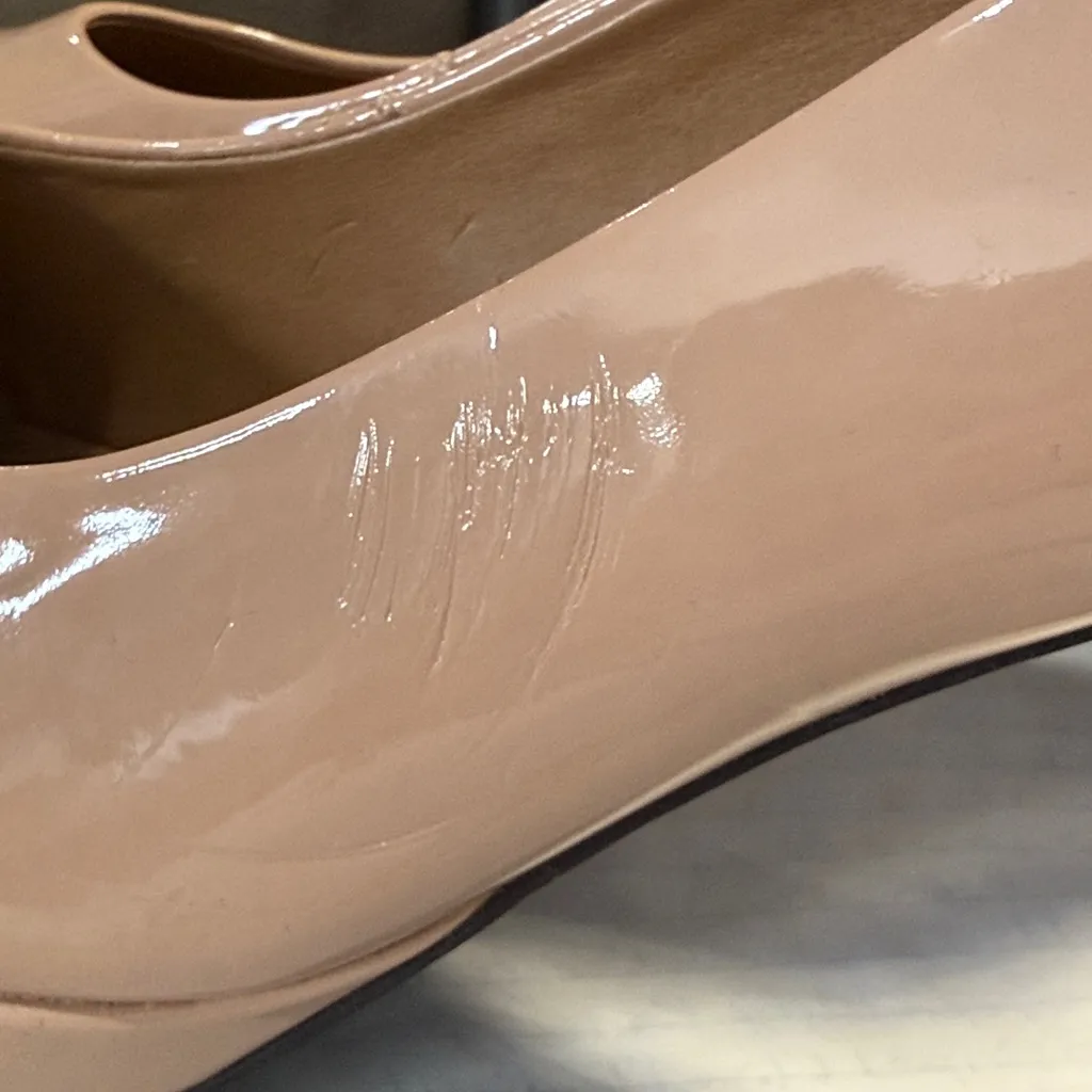 CLARKS Patent Leather Platform Pumps Beige-8W - Image 9