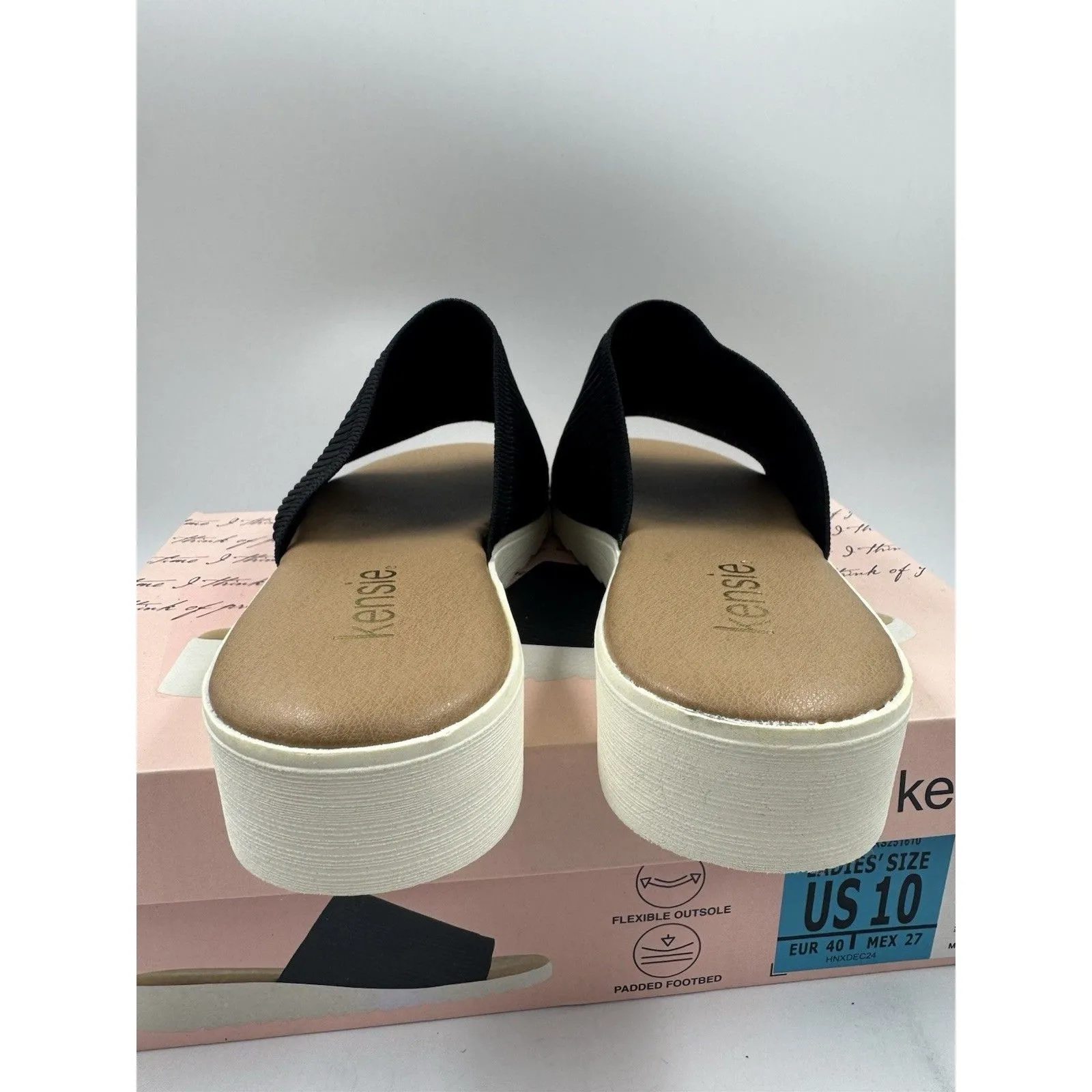 Kensie Women's Knit Slip On Small Platform Sandals Black Size 10 New - Image 4