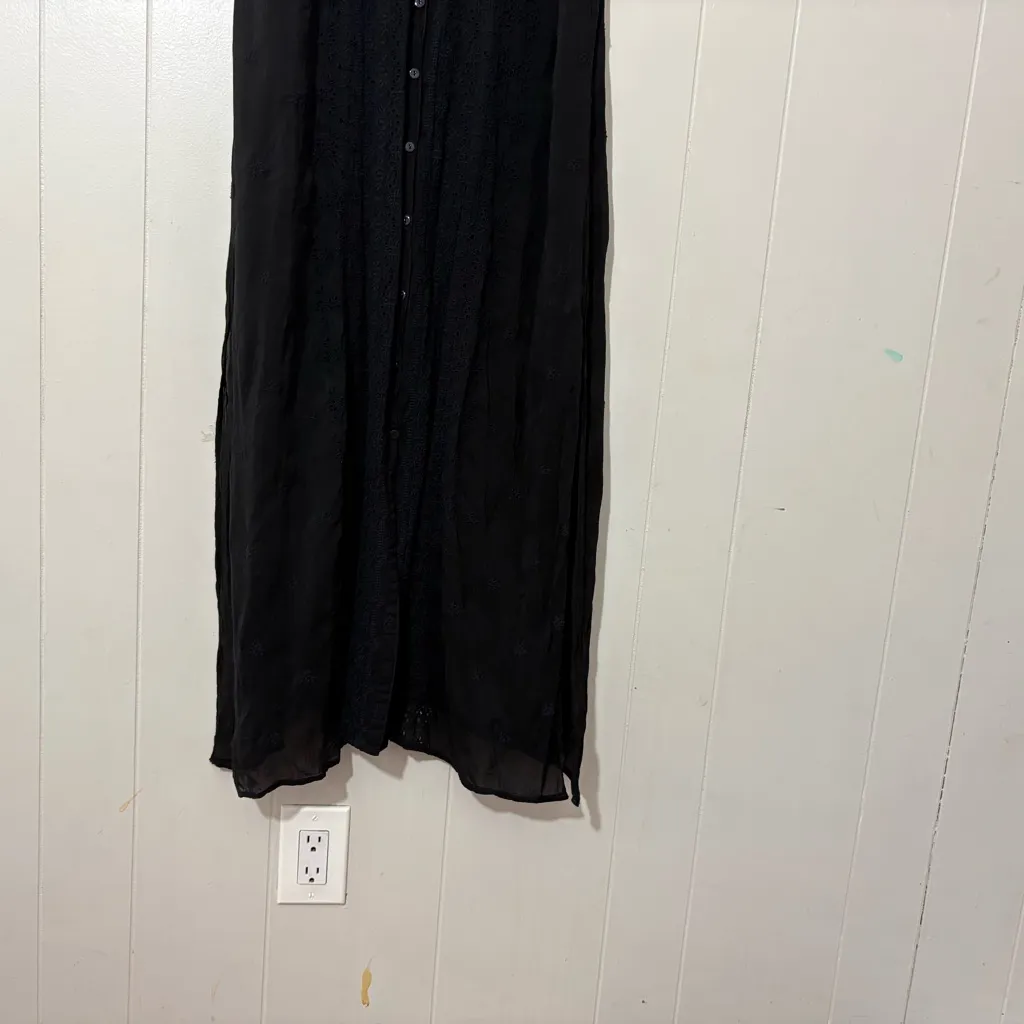 Johnny Was Sleeveless Embroidered Lace Eyelet Maxi Dress Black Size M - Image 5