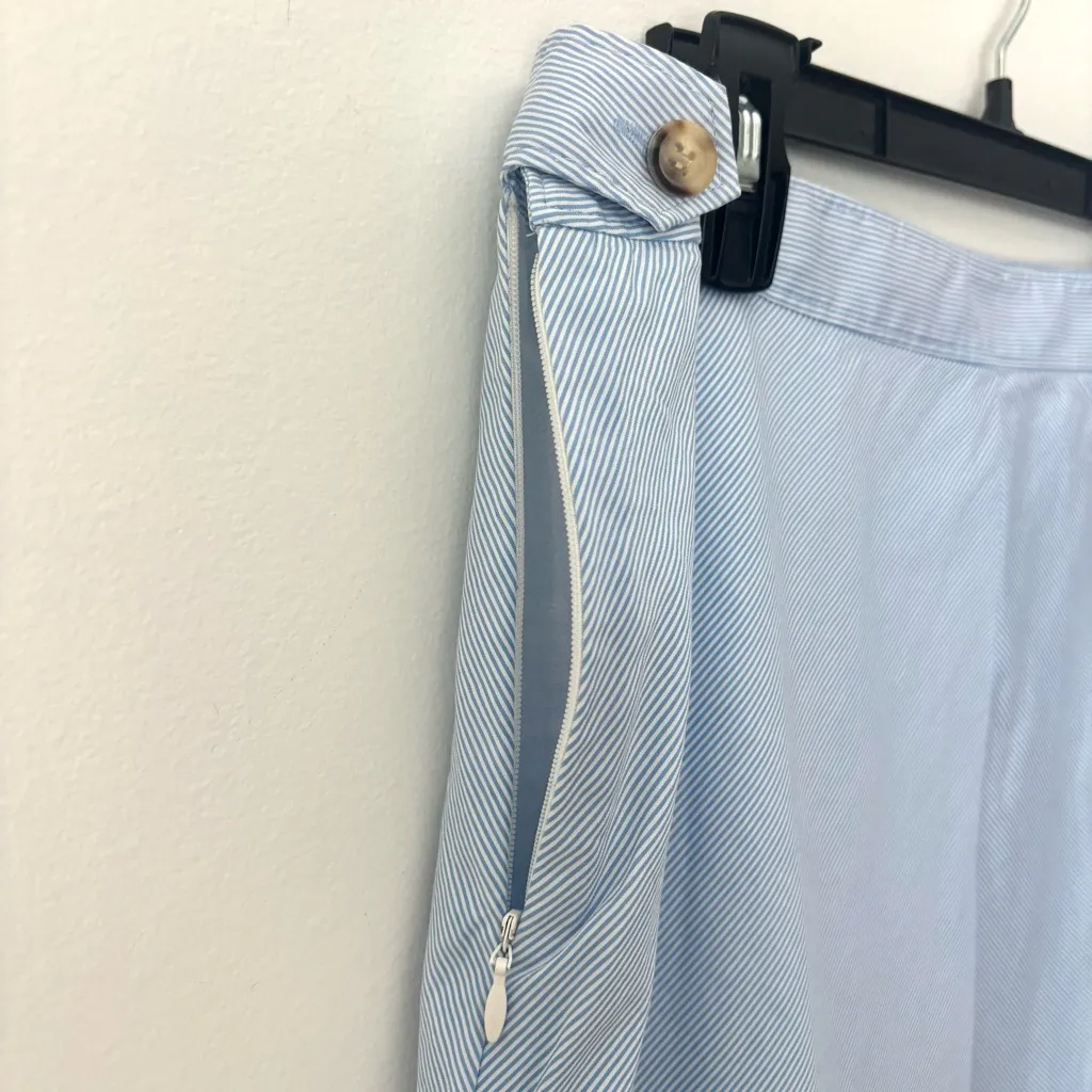 Theory Blue White Pinstripe Skirt Daphine Knee Length Business Professional - Image 6