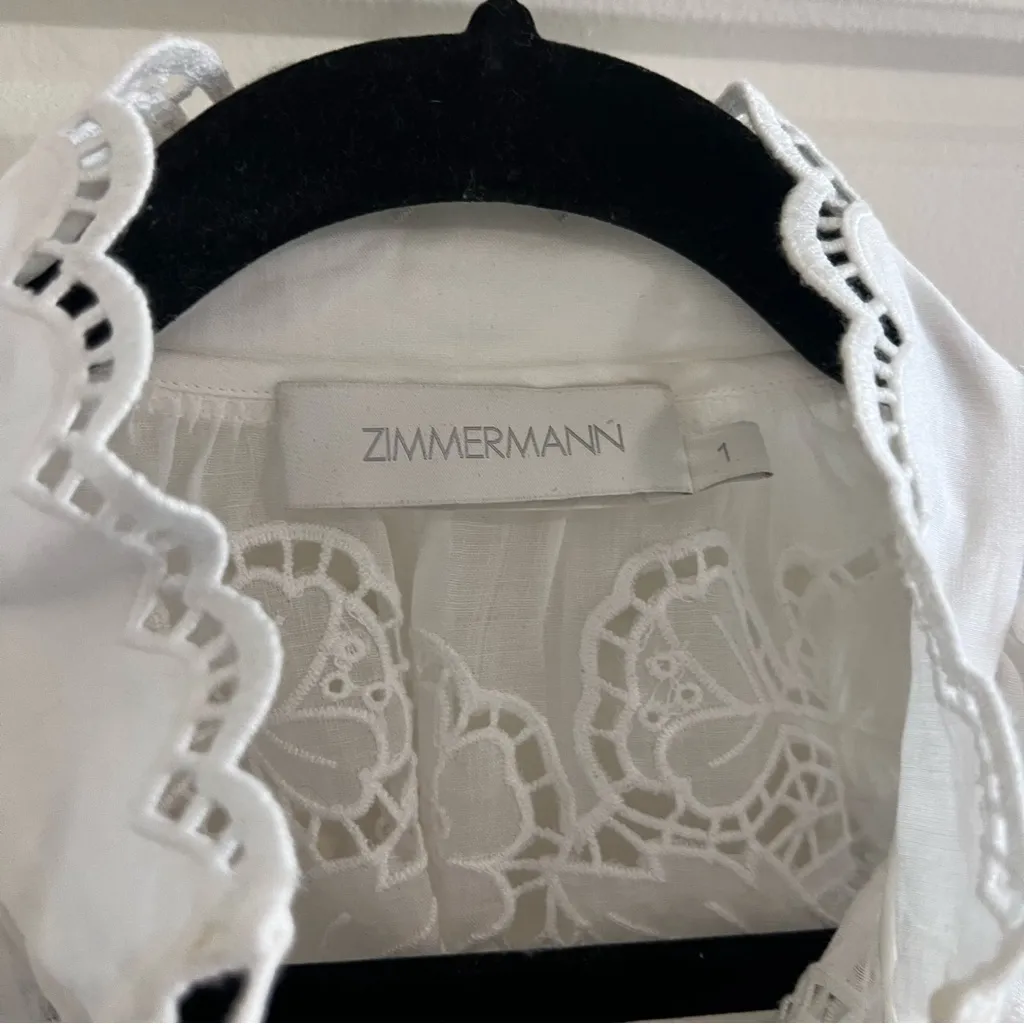 Zimmerman White Eyelit Blouse with Buttons - Image 12