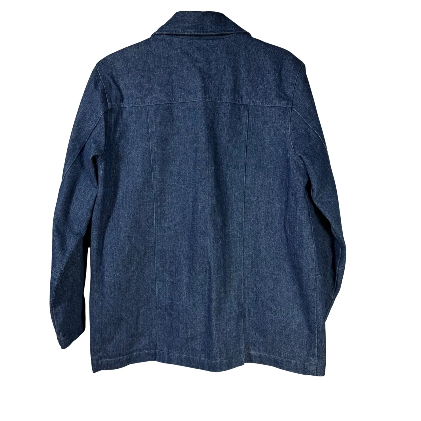 Vtg Orvis Denim Jacket Womens 8 Chore Coat Barn Jacket Cotton Blue Button Front - Image 7