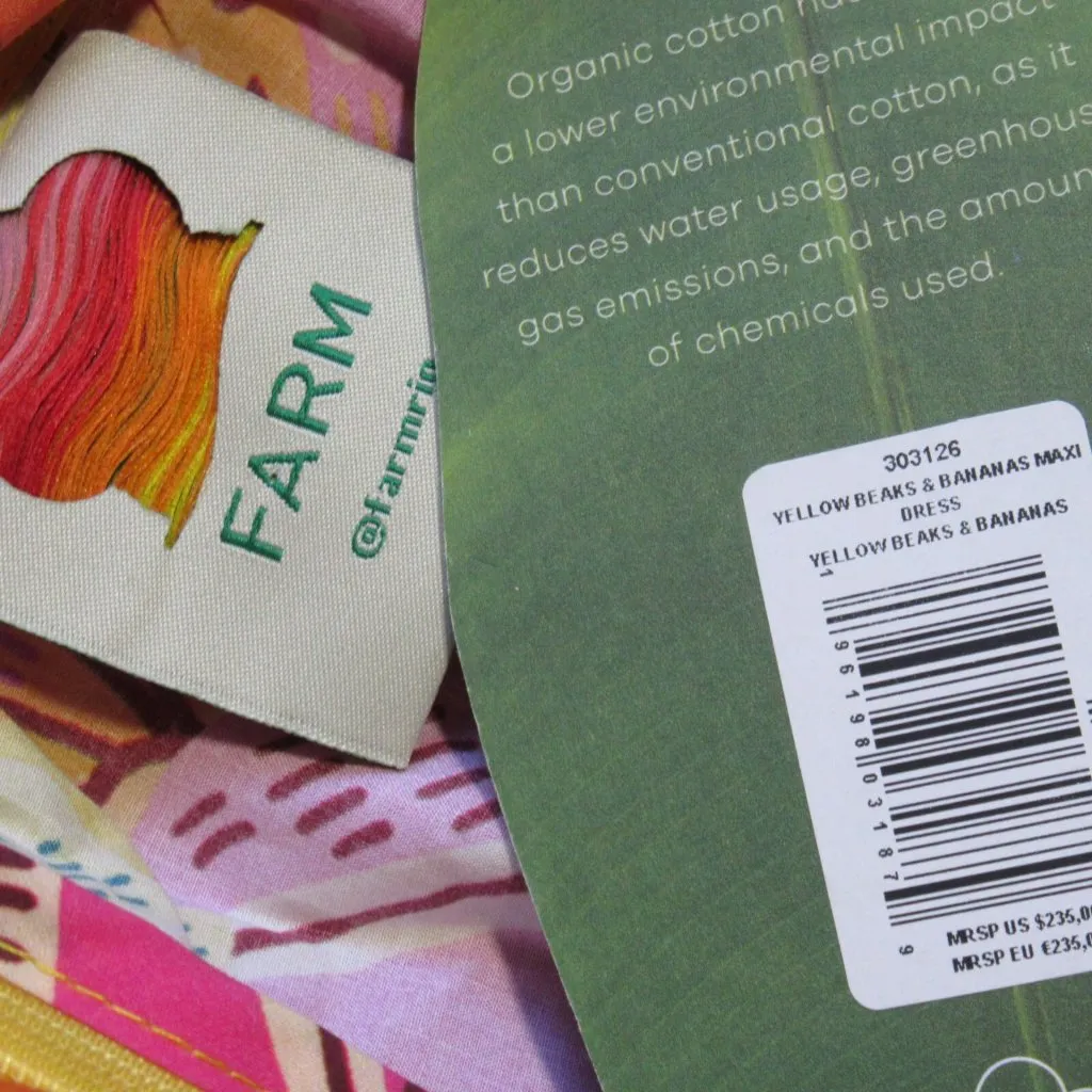 NWT FARM Rio Beaks & Bananas Maxi in Yellow Cotton Bow Back Tank Dress L $235 - Image 7