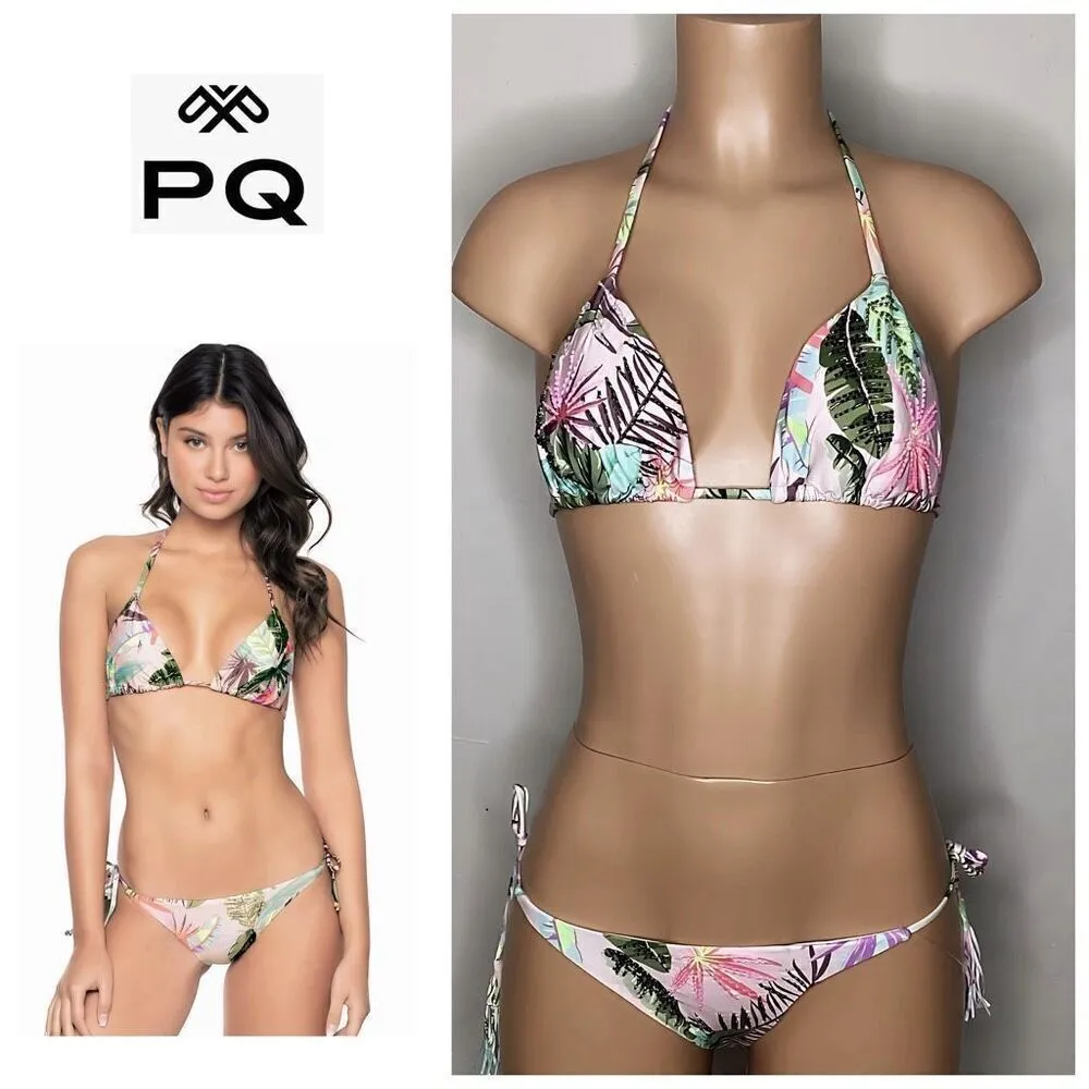 New. PQ tropical beaded teeny bikini. L-top/M-bottom. Retails $ 168 - Image 2