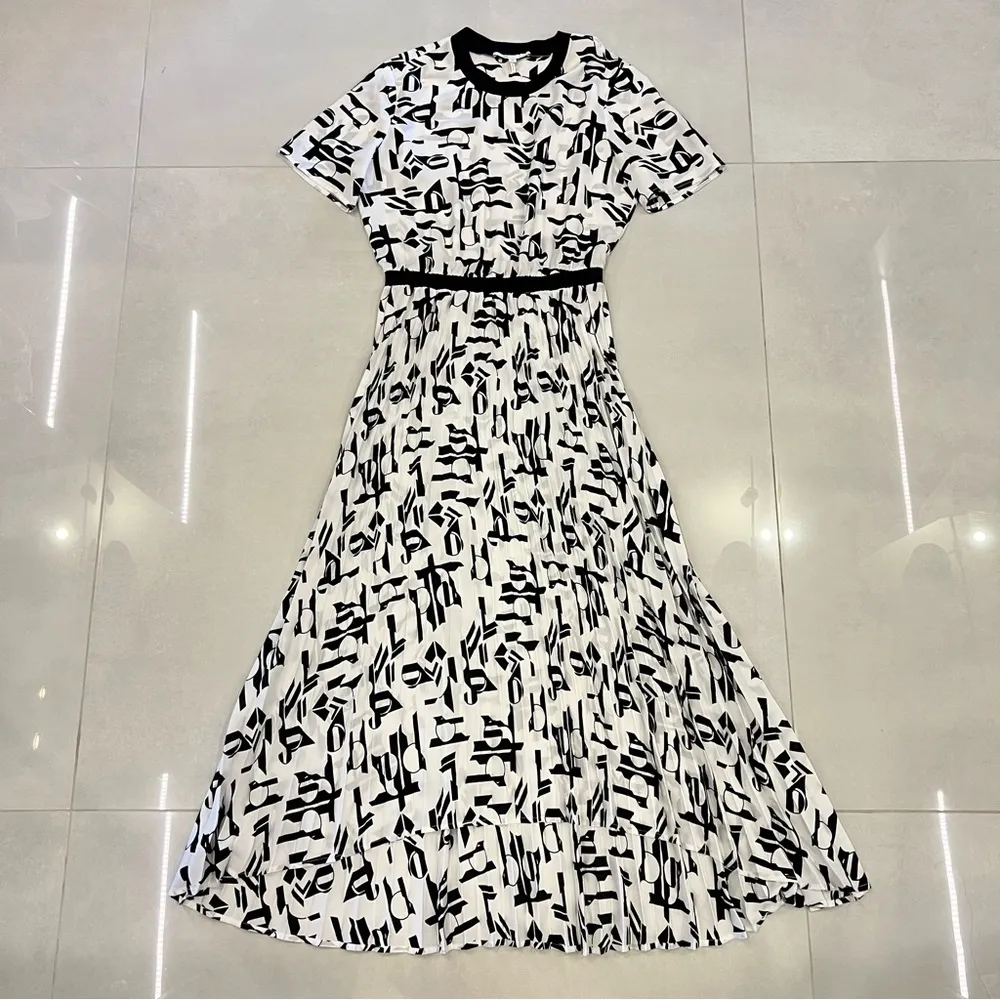 MAJE Rosyla graphic pleated midi dress - Image 8