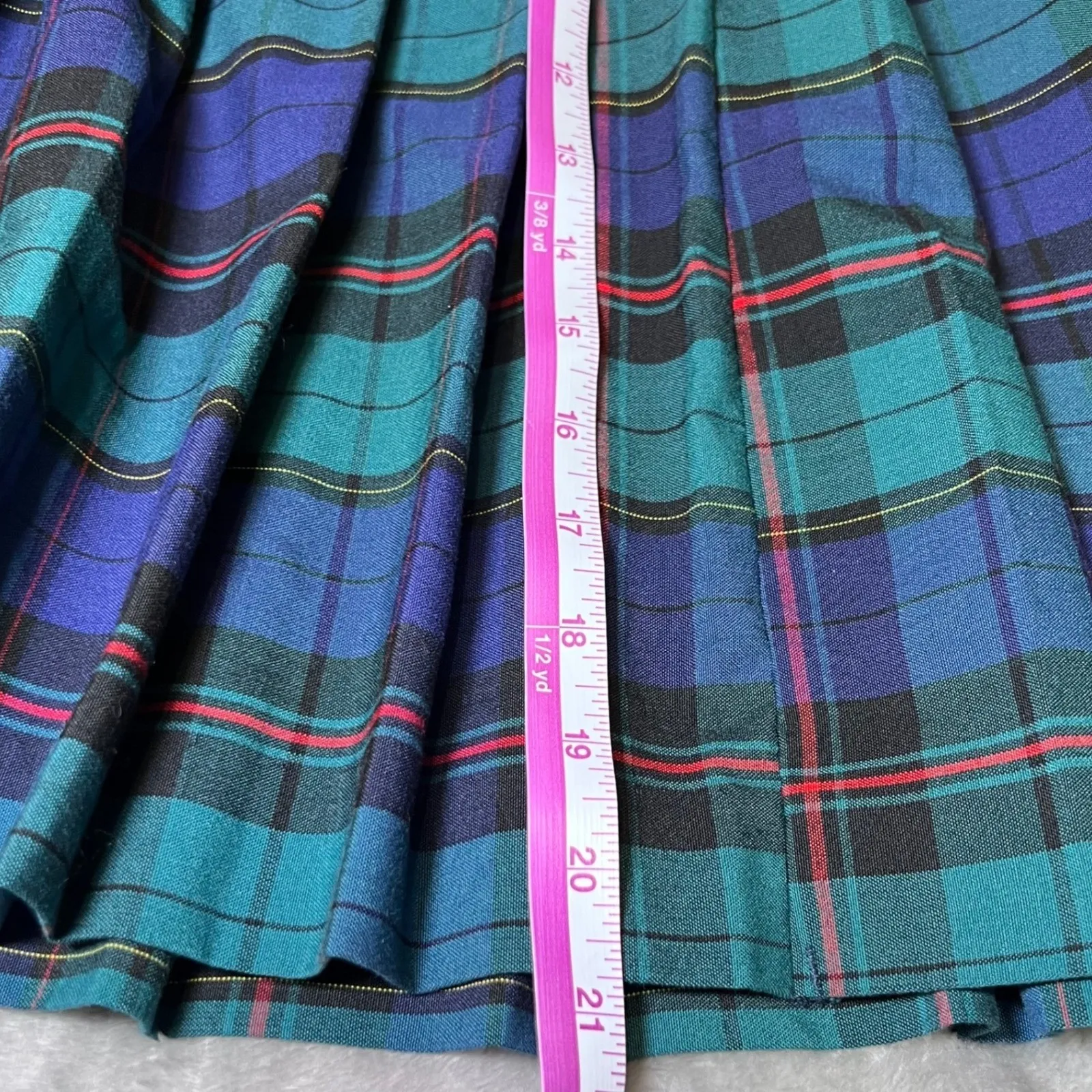 Ruling Class Vintage Plaid Pleated School Uniform Skirt Womens Size Medium Blue - Image 9