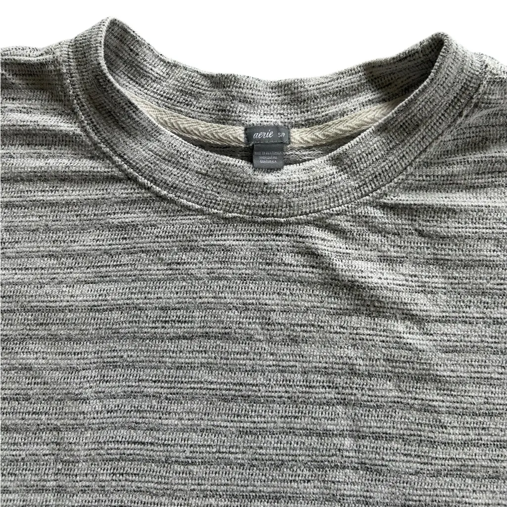 Aerie Oversized Long Sleeve Crew Neck Top Sweater Striped Size S Grey Layering - Image 3