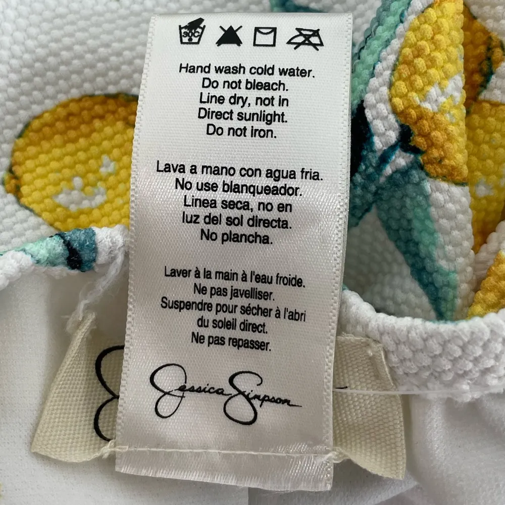 Jessica Simpson Lemons One Piece Swimsuit White Yellow Size Large - Image 6