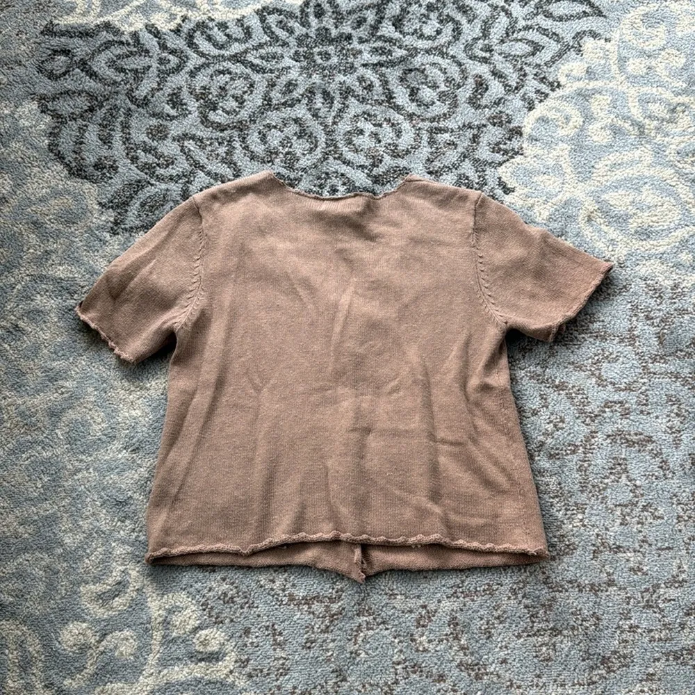 Vintage Casual Corner & Co. Embroidered Knit Floral Sweater Brown Large - Image 5