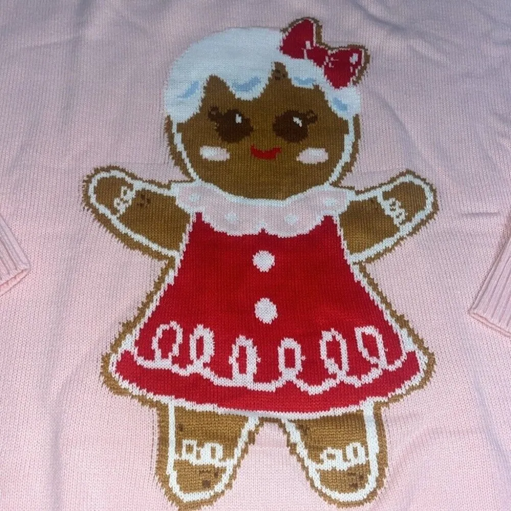 Dolls Kill Sugar Thrillz Family Fables Gingerbread m Oversized Sweater Pink XS/S - Image 6
