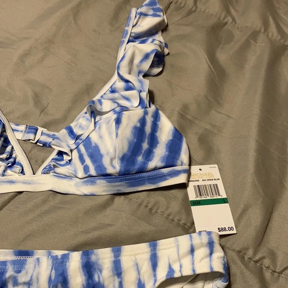 NWT MICHAEL KORS 2 Piece Bikini MK Swimsuit Women’s Size L Swim Wear Summer Fun Blue Size L - Image 3