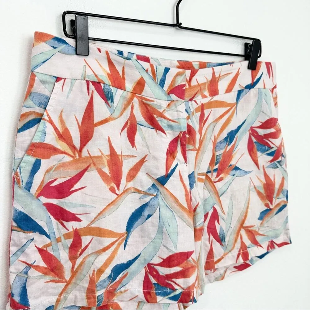 Tommy Bahama Linen Breathable Shorts Tropical Leaf Print size 8 - Image 3