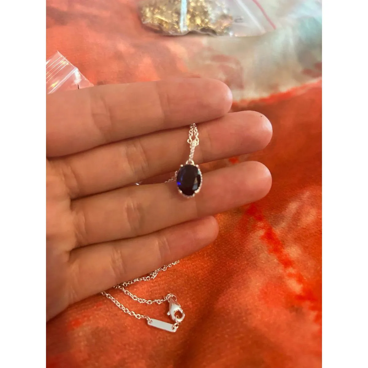 Necklace c15 19 inch dark blue silver plated - Image 4