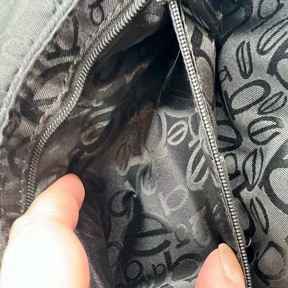 Bebe black & silver rhinestone small black clutch purse handbag magnetic close - Image 6