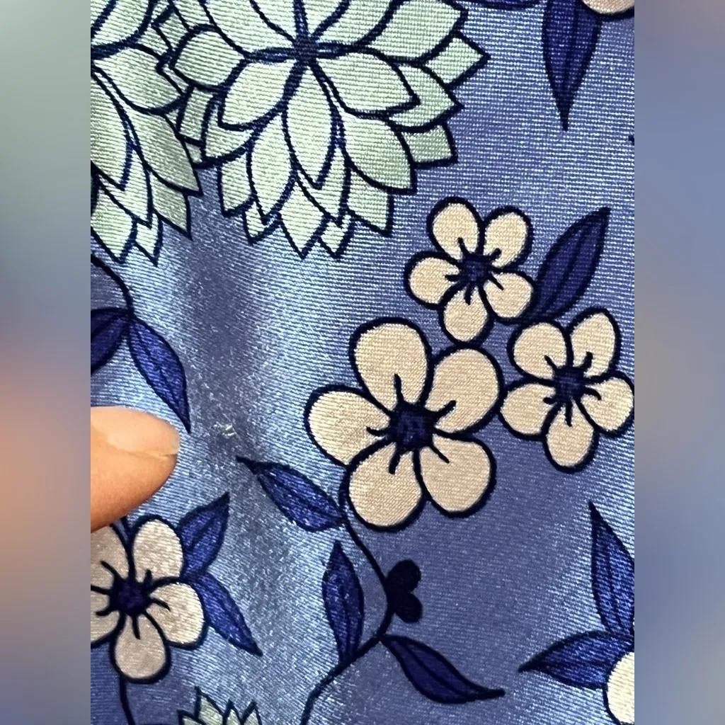 Adonna vintage blue floral satin slip dress or nightgown Size M - Image 8
