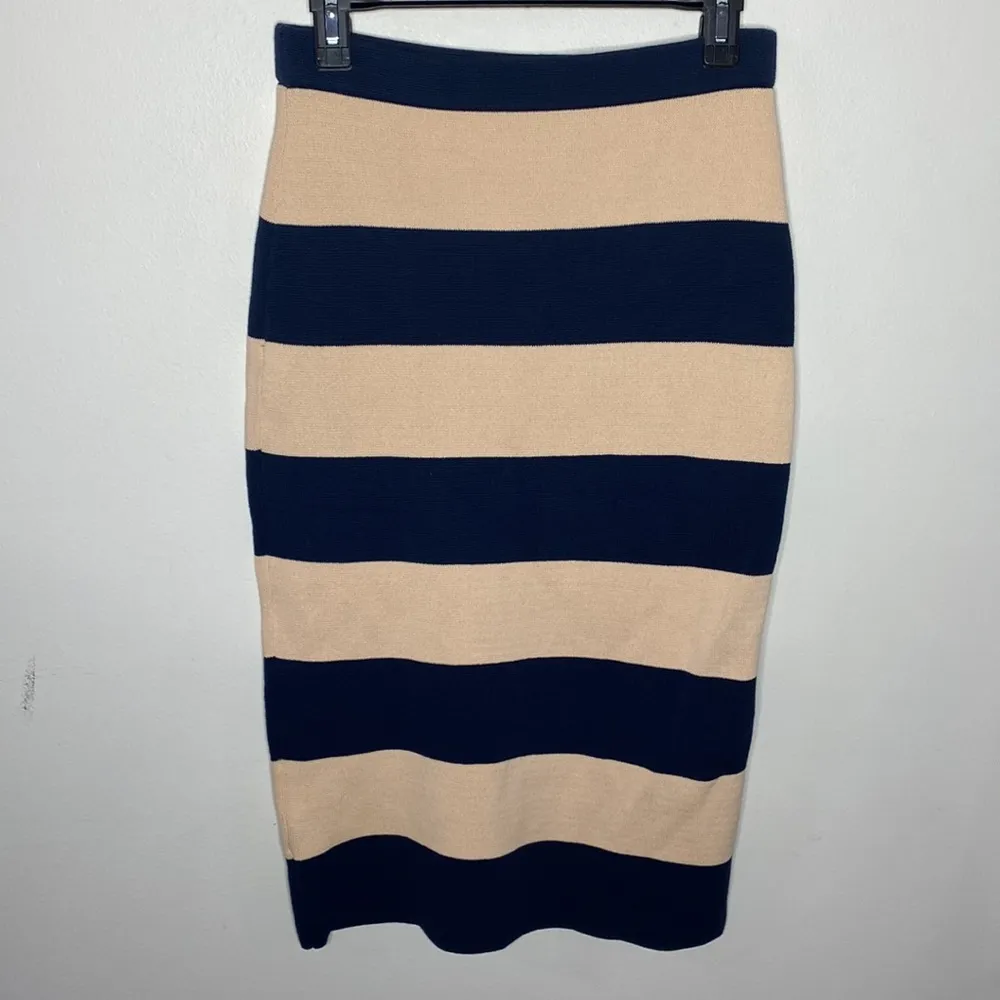 J Crew Sweater midi length pencil skirt in rugby stripe size S - Image 3
