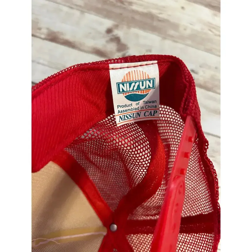 Girls Rock Trucker Hat One Size Adjustable Snap Back Red White - Image 6