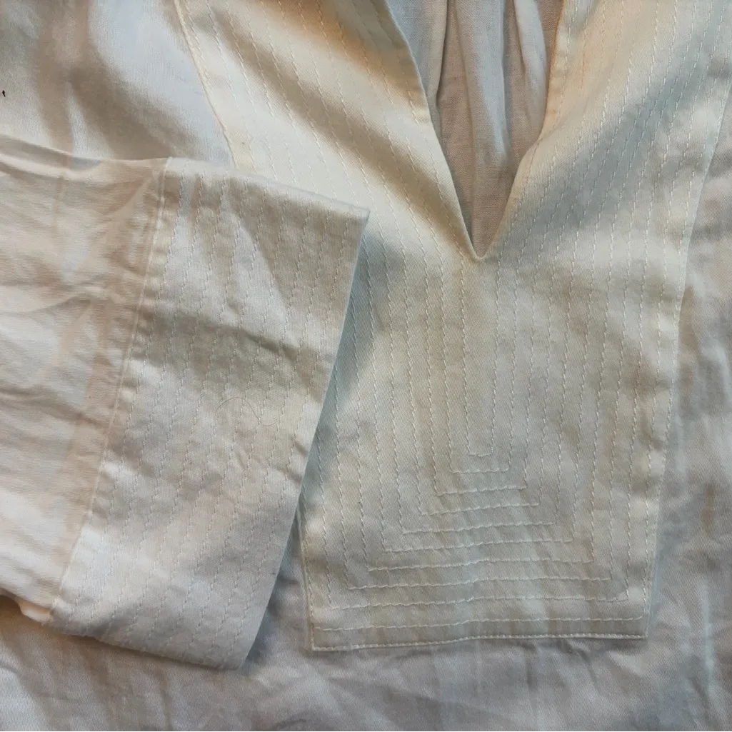 Trina Turk Isle White Cotton 3/4 Sleeve Tunic Blouse Size M | NWOT | Split Neck - Image 6