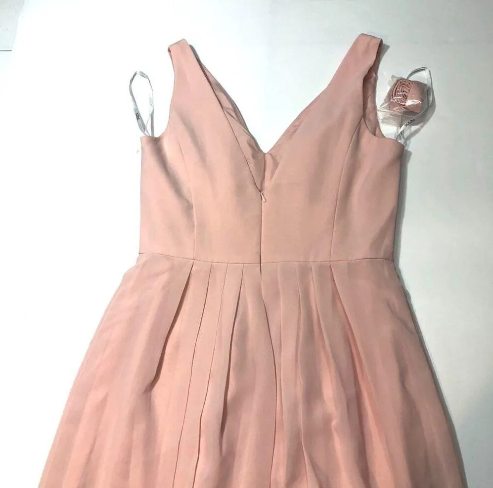 Social Bridesmaids Dress Matte Chiffon Blush dress Size 12. Pink - Image 7