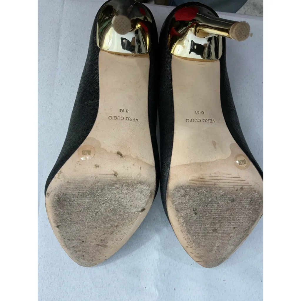 Womans BCBG Maxazria Vero Cuoio Tanta Pumps 8 M Black Slip On Stiletto - Image 7