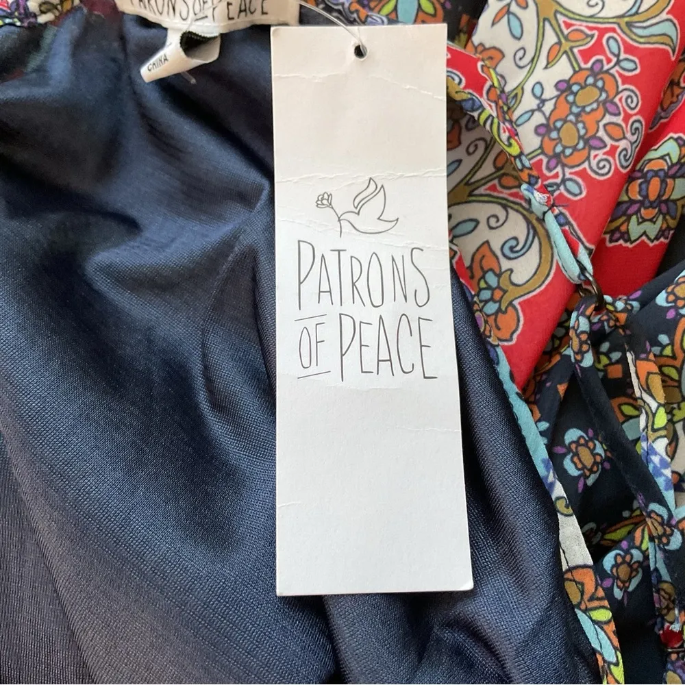 Patrons Of Peace Floral Asymmetrical Scarf Dress Size XS - Image 5