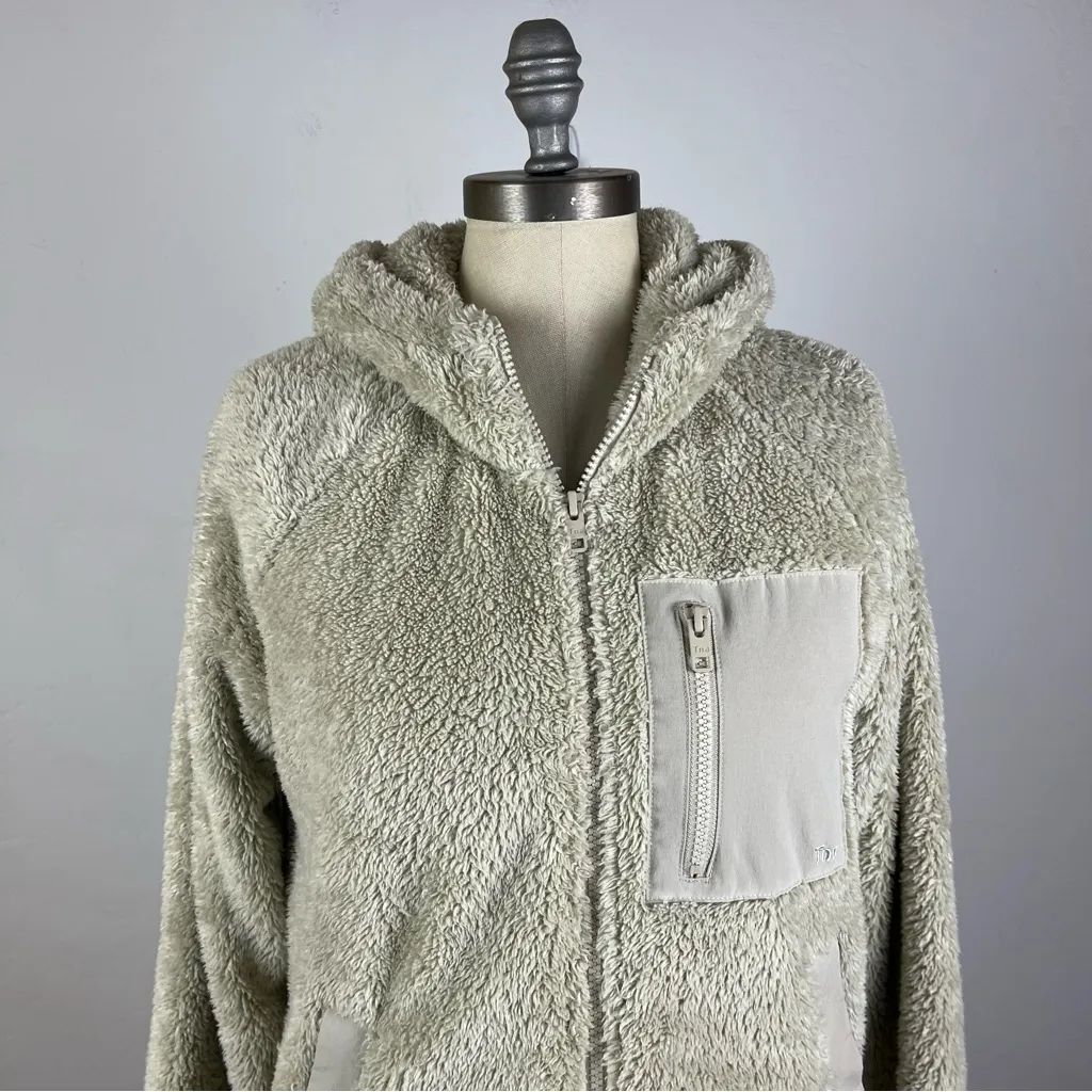 Aritzia TNA Beige Sherpa Zip Jacket - Image 3