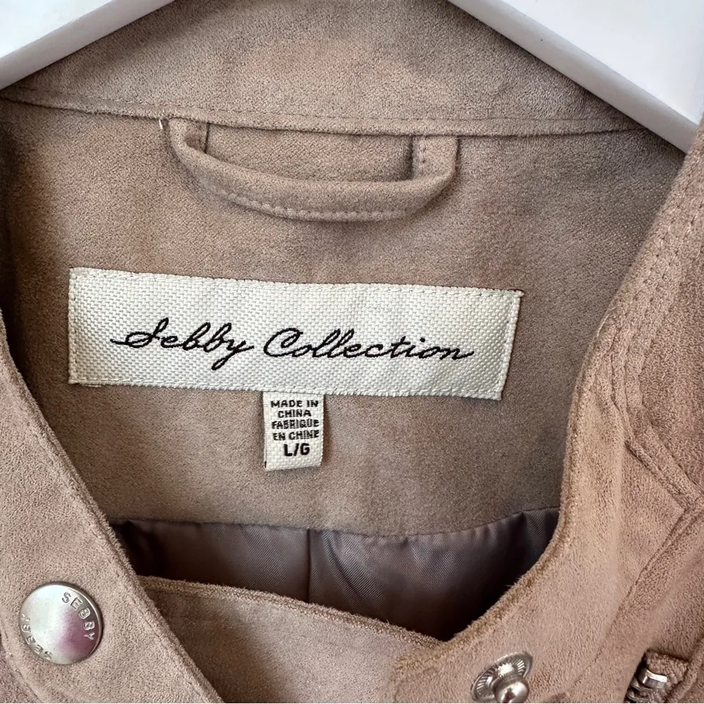 Collection Women’s Faux Suede Moto Jacket Taupe Size Large - Image 12