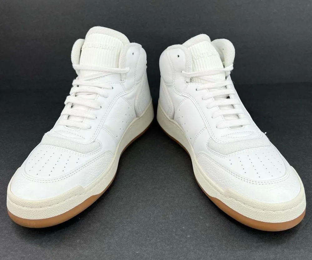SAINT LAURENT SL 80 WOMEN SL/80 HIGH TOP LOGO YSL LEATHER SNEAKERS SIZE 39.5 - Image 13
