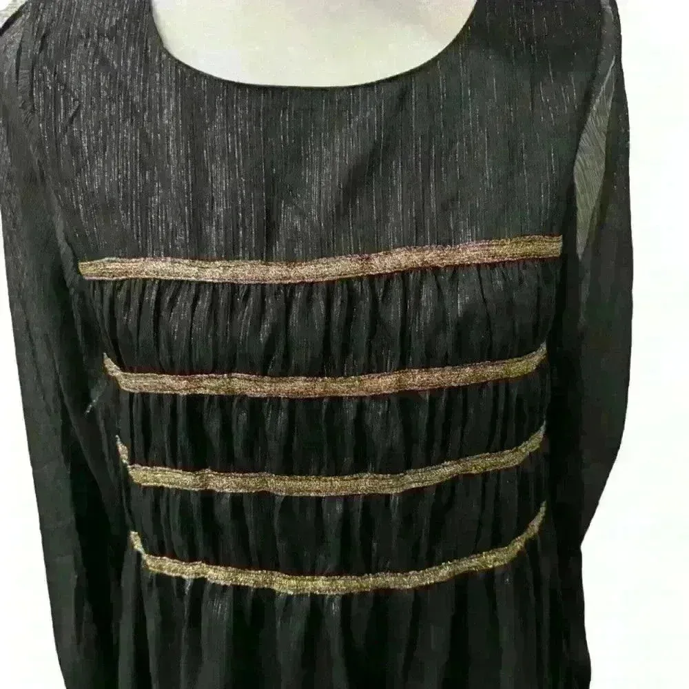 Hayden Black Cold Shoulder Sparkly Dress Gold Pleated Accents - Image 2