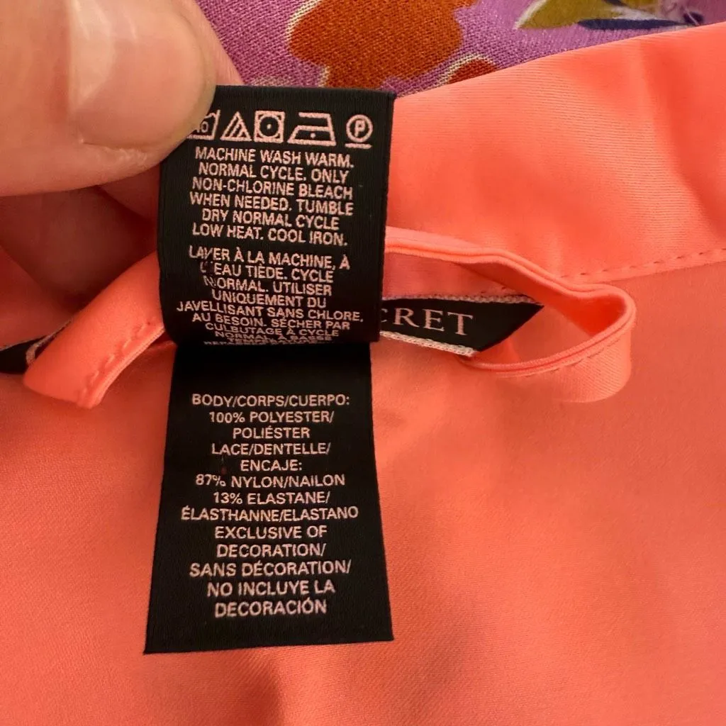 Victoria’s Secret 2pc Coral Chemise Robe Satin Set S - Image 9